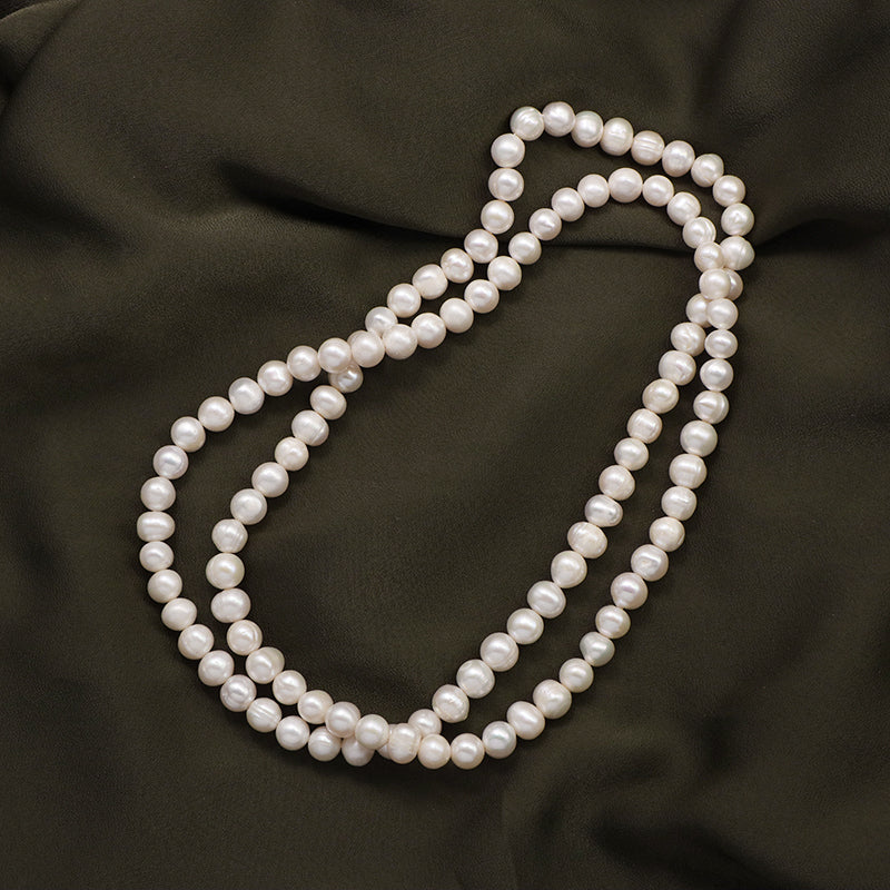 Wholesale Classic Design China Factory Handmade OEM Customized 8-9mm Natural Long Freshwater Pearl Necklace For Women Gift