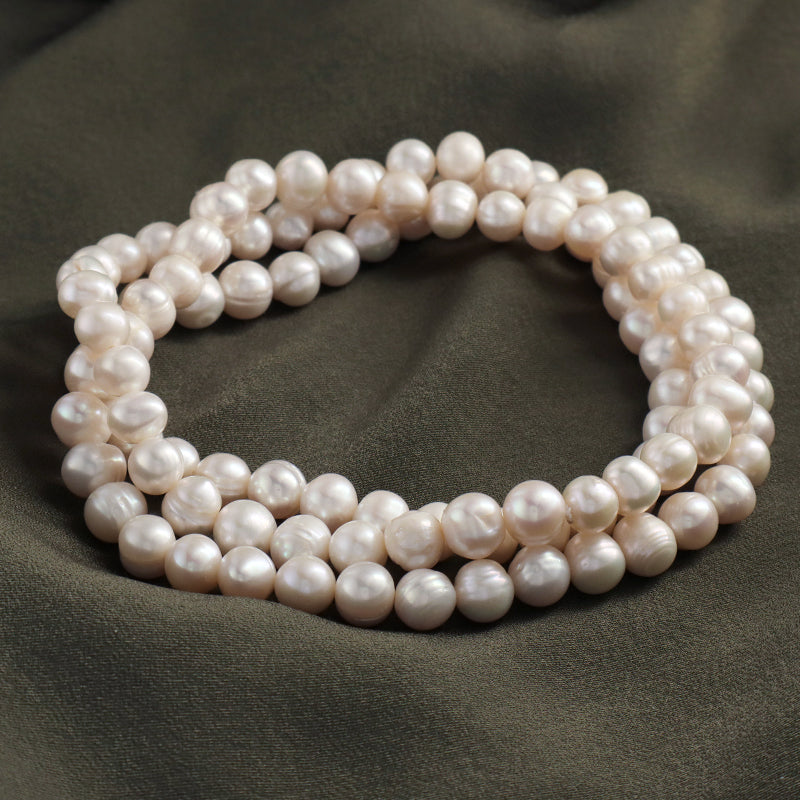 Wholesale Classic Design China Factory Handmade OEM Customized 8-9mm Natural Long Freshwater Pearl Necklace For Women Gift