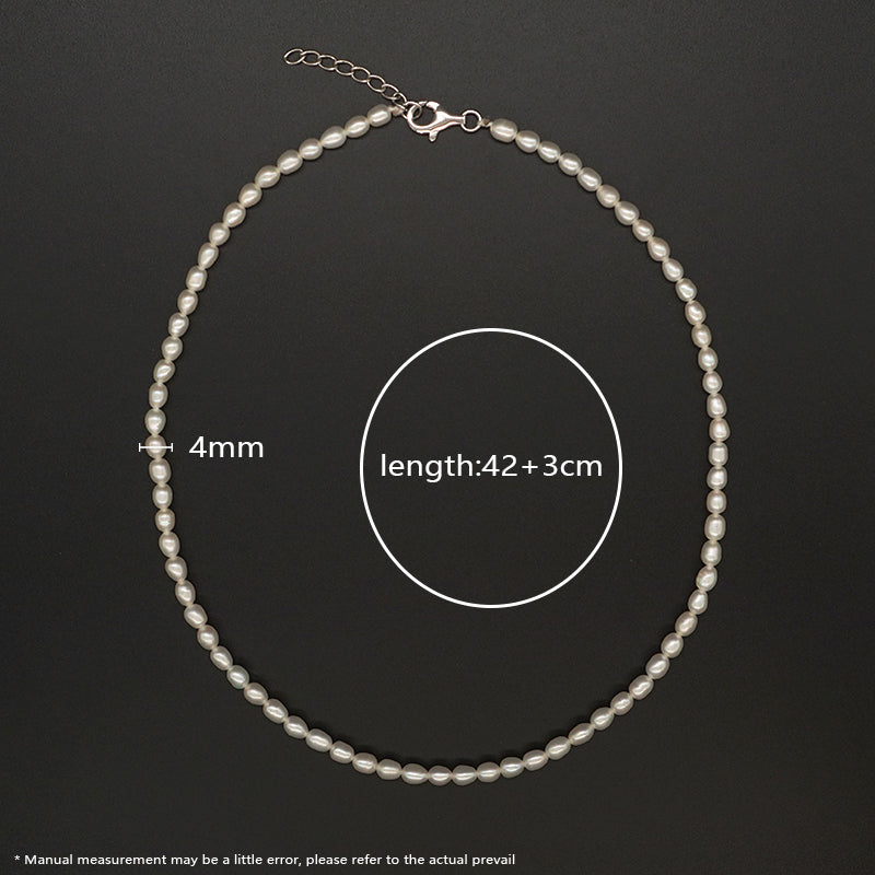 Custom Wholesale Classic Design Factory Handmade OEM 925 Sterling Silver 4mm Natural Freshwater Pearl Necklace For Women Gift