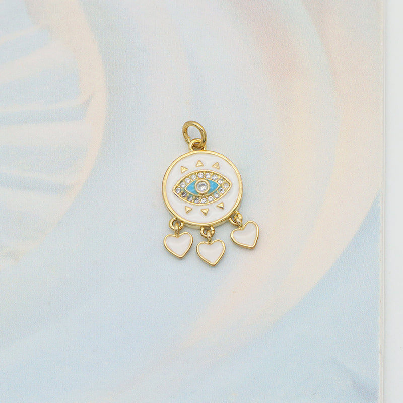 Wholesale White Blue Enamel Elephant Sun Heart eyes Pendant charm woman Custom evil eyes pendant charms bulk