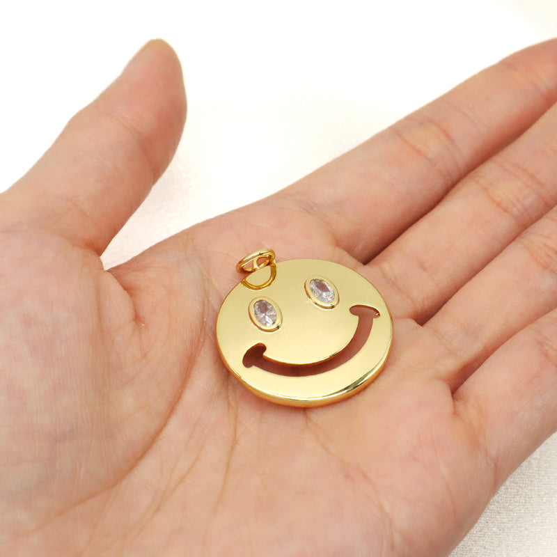 New Arrival DIY Wholesale Custom Women Happy Smiling Face Charm Jewelry Gold Plated Smiley Face Pendant For Necklace Making
