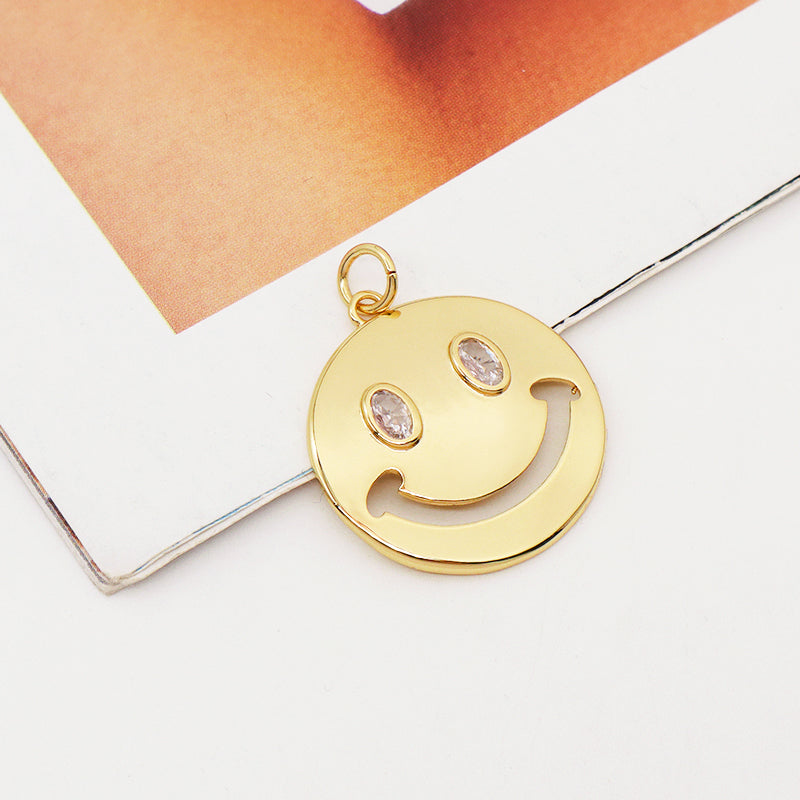 New Arrival DIY Wholesale Custom Women Happy Smiling Face Charm Jewelry Gold Plated Smiley Face Pendant For Necklace Making