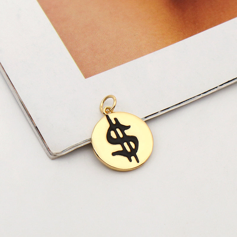 Hot Sale Wholesale DIY Custom Women Dollar Money Charm Accessories Gold Plated Enamel Hiphop Dollar Pendant For Necklace Jewelry
