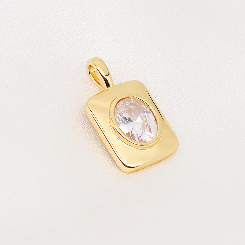 New Bulk Sale DIY Wholesale Custom Women Gold Filled Charm Pendant Jewelry Gold Plated CZ Rectangle Pendant For Necklace Making