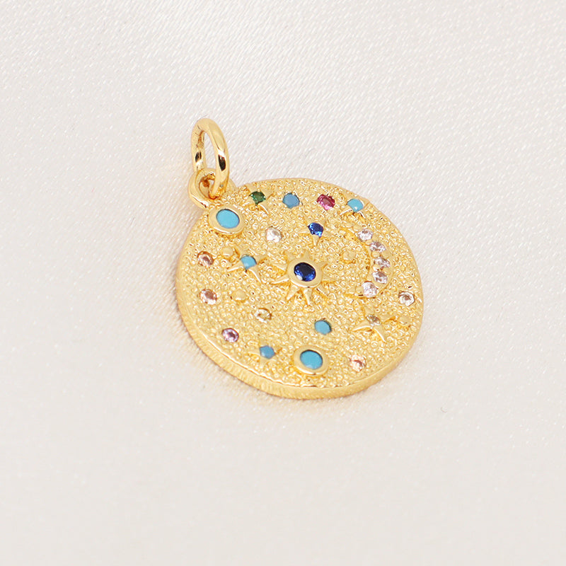 DIY Wholesale Factory Custom Women Gold Moon Charm Pendant Gold Plated Micro Pave CZ Sun Star Pendant For Necklace Jewelry