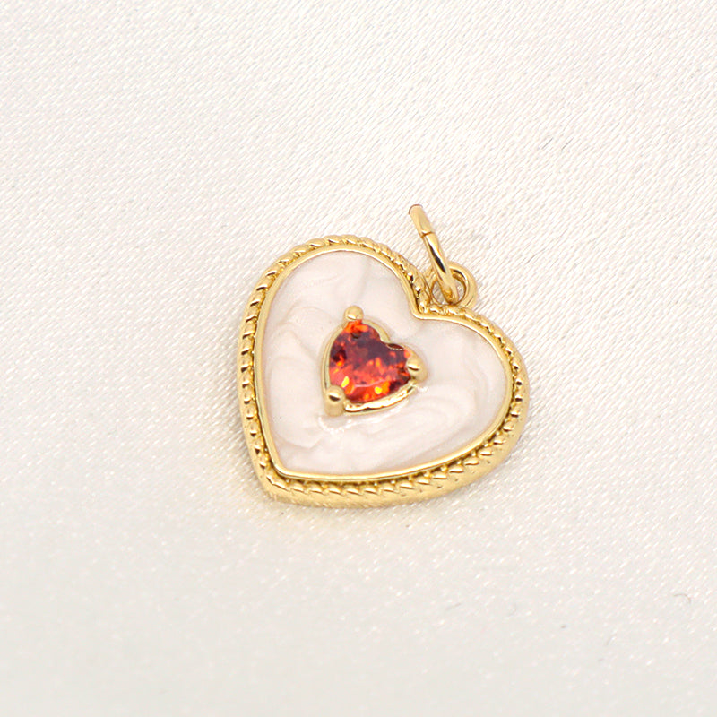 Wholesale DIY Custom Women Black White Enamel Love Heart Charm Necklace Pendant Jewelry CZ Gold Plated Sun Crescent Moon Pendant
