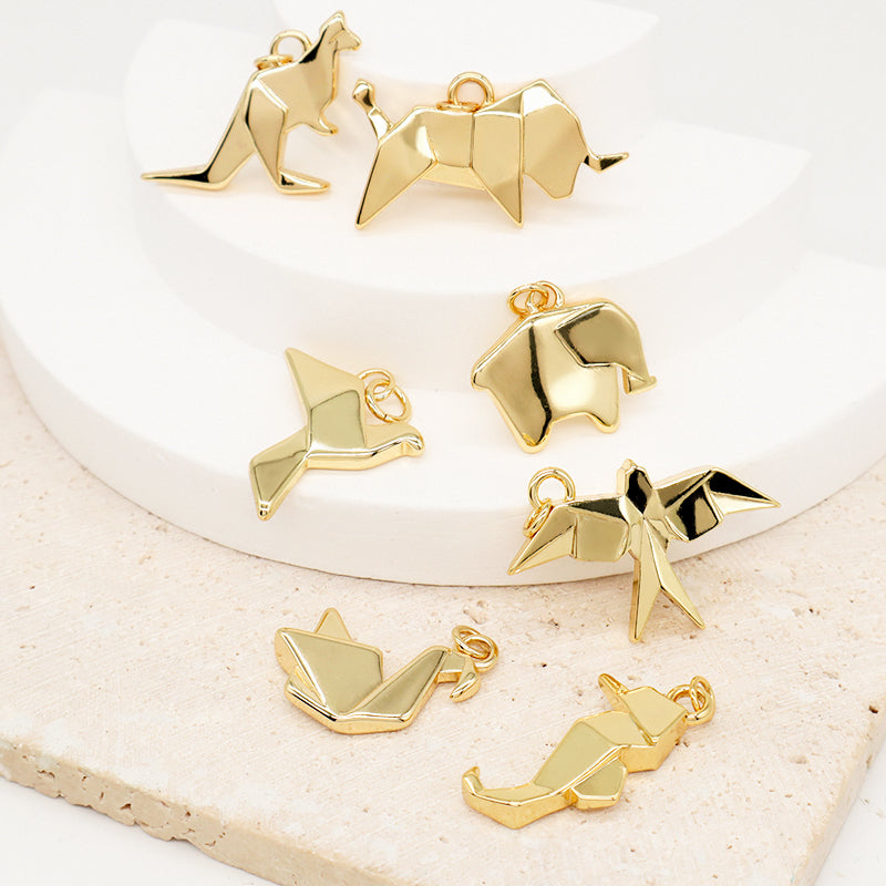 DIY Custom Wholesale Fashion Women Elephant Bird Kangaroo Rhinoceros Charm Necklace Pendant Jewelry Gold Plated Animal Pendant