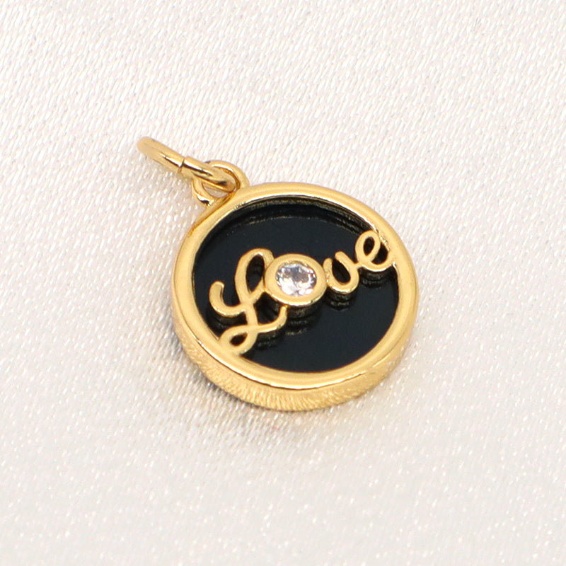 Fashion Women Girl Custom Wholesale Red White Black Charm Pendant Gold Plated Enamel CZ Love Necklace Pendant For Jewelry Making