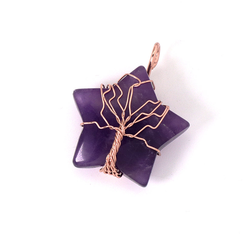 Wholesale Custom Healing Stone Star Charm Necklace Pendant Jewelry Rose Gold Plated Star Natural Energy Stone Pendant