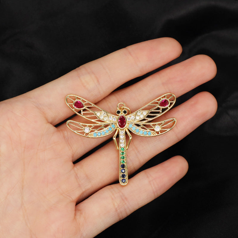 New Arrival Wholesale Dragonfly Charm Pendant Jewelry Fashion Women DIY Gold Plated CZ Dragonfly Pendant For Necklace Making