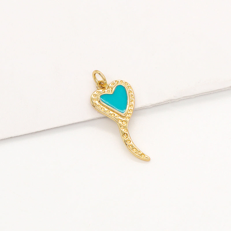 Newest Custom Manufacture Factory Wholesale Heart Charm Gold Plated Blue Enamel Love Heart Pendant Charms For Jewelry Making