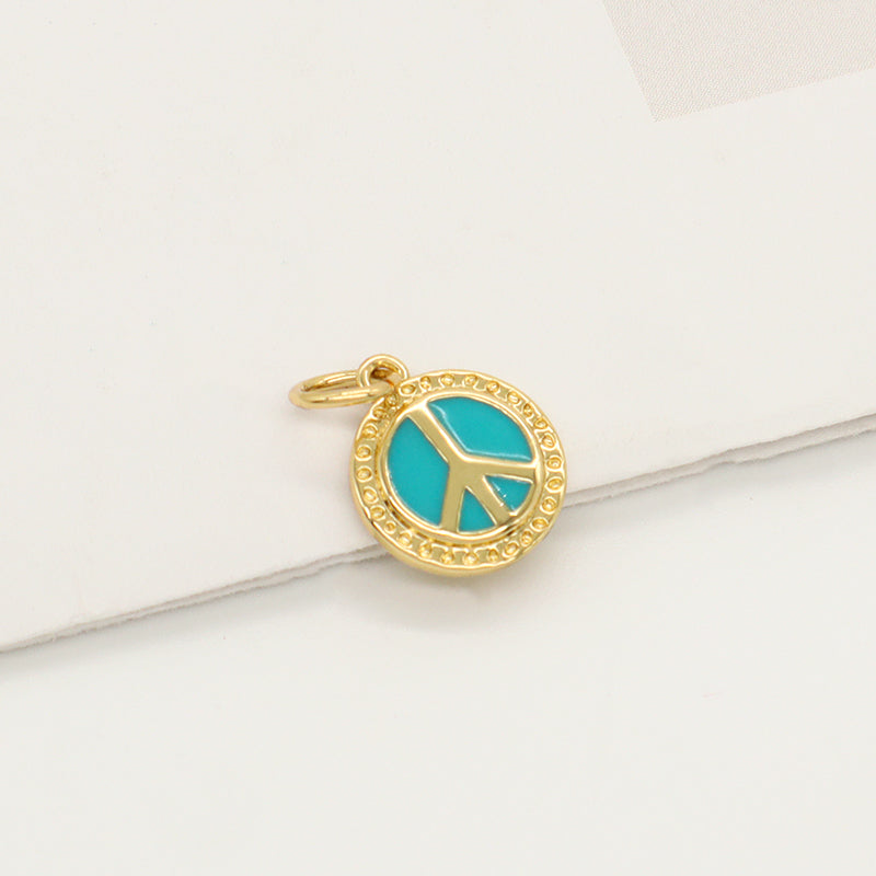 New Arrival Wholesale Custom China Factory Peace Charm Gold Plated Blue Enamel Peace Sign Pendant Charms For Jewelry Making