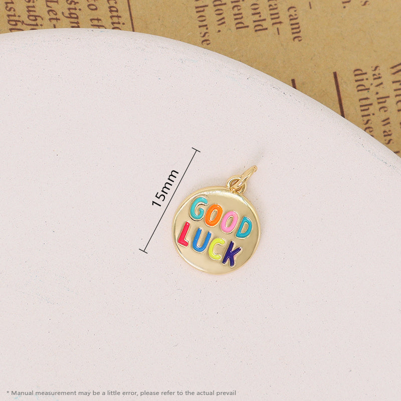 Wholesale Custom China Factory Fashion DIY Lucky Charm Accessories Gold Plated Enamel Good Luck Pendant For Necklace Jewelry