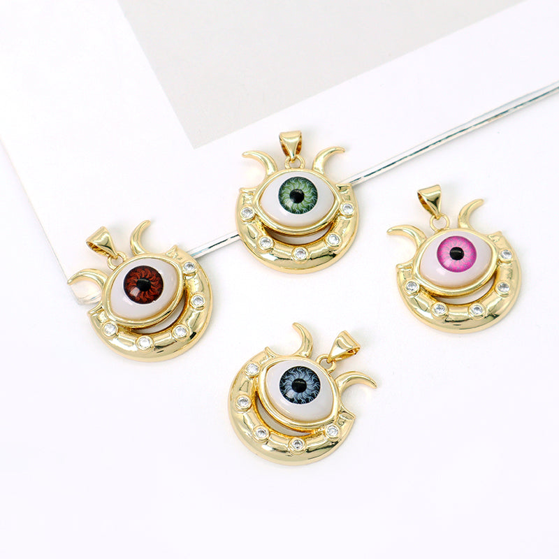 Wholesale Diy Custom Blue Green Brown Devil Eyes Pendant Charm Jewelry Women Turkish Evil Eyes Pendant Charms For Necklace