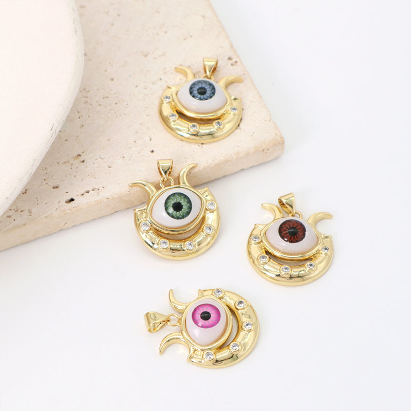 Wholesale Diy Custom Blue Green Brown Devil Eyes Pendant Charm Jewelry Women Turkish Evil Eyes Pendant Charms For Necklace