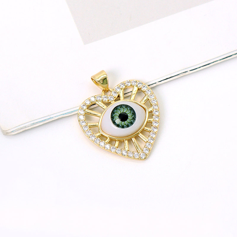 Wholesale Custom Trendy Woman Diy Blue Eyes Pendant Charm Gold Plated Heart Shape Turkish Evil Eyes Pendant For Jewelry Making