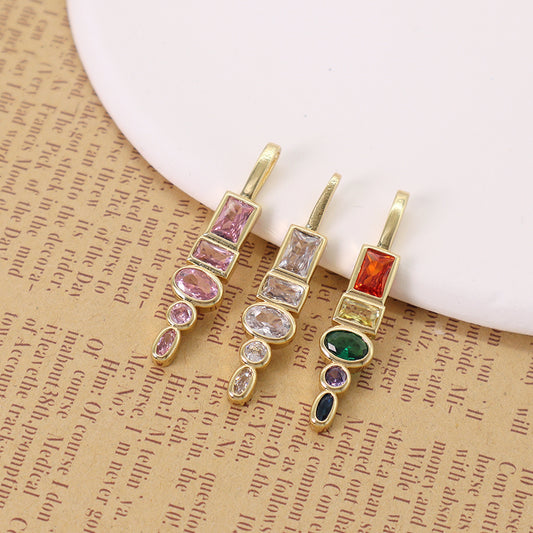 New Arrival Wholesale China Factory Customized DIY Charm Pendant Jewelry Gold Plated Colorful CZ Necklace Pendant For Women