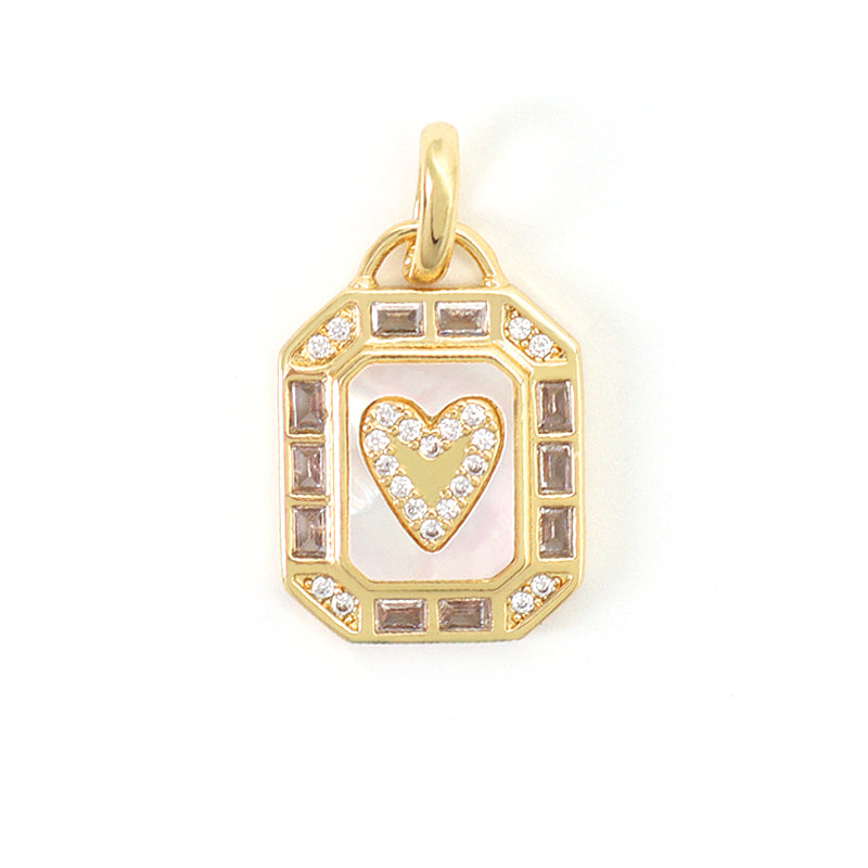 Various Color DIY China Factory Custom Shell Heart Charm Pendant Jewelry CZ Gold Plated Natural Shell Heart Pendant For Necklace