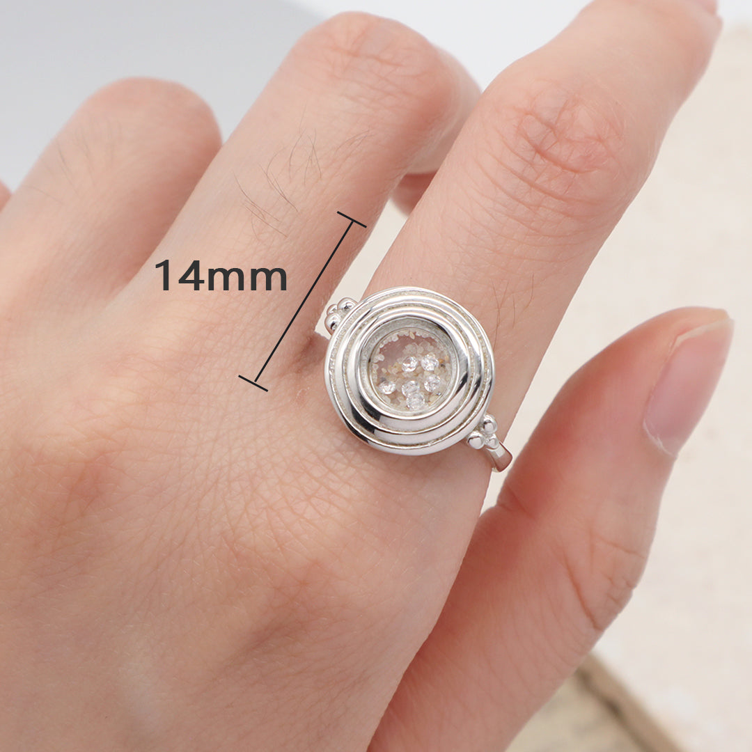 High Quality Wholesale New Fashion Manufacture China Factory Custom Round Glass Mirror CZ Rhodium Plated 925 Sterling Silver Ring For Women Gift