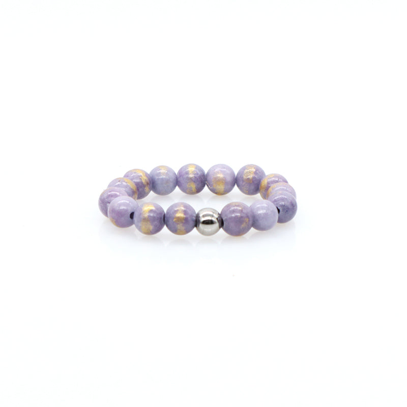 GemStone Custom OEM Rhodium Brass Beads Wholesale Colorful Handmade Stretch 5mm Natural Stone Beaded Jade Ring For Women Men