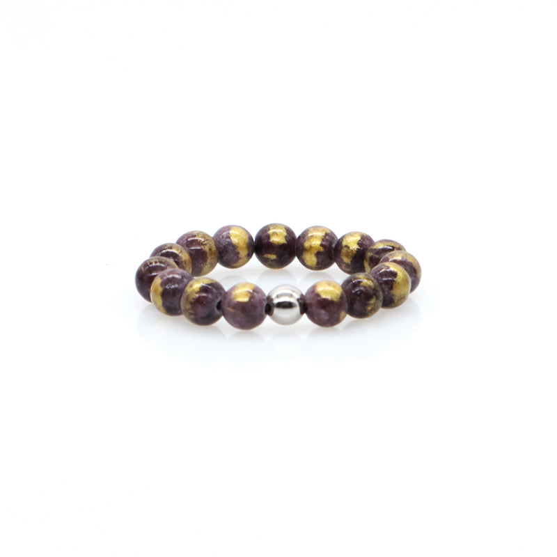 GemStone Custom OEM Rhodium Brass Beads Wholesale Colorful Handmade Stretch 5mm Natural Stone Beaded Jade Ring For Women Men