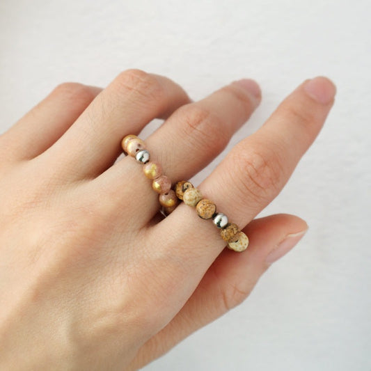 Newest Design OEM Hign Quality 5mm Natural Semi-precious Stone Handmade Customized Gemstone Elastic Beads Ring Women Men