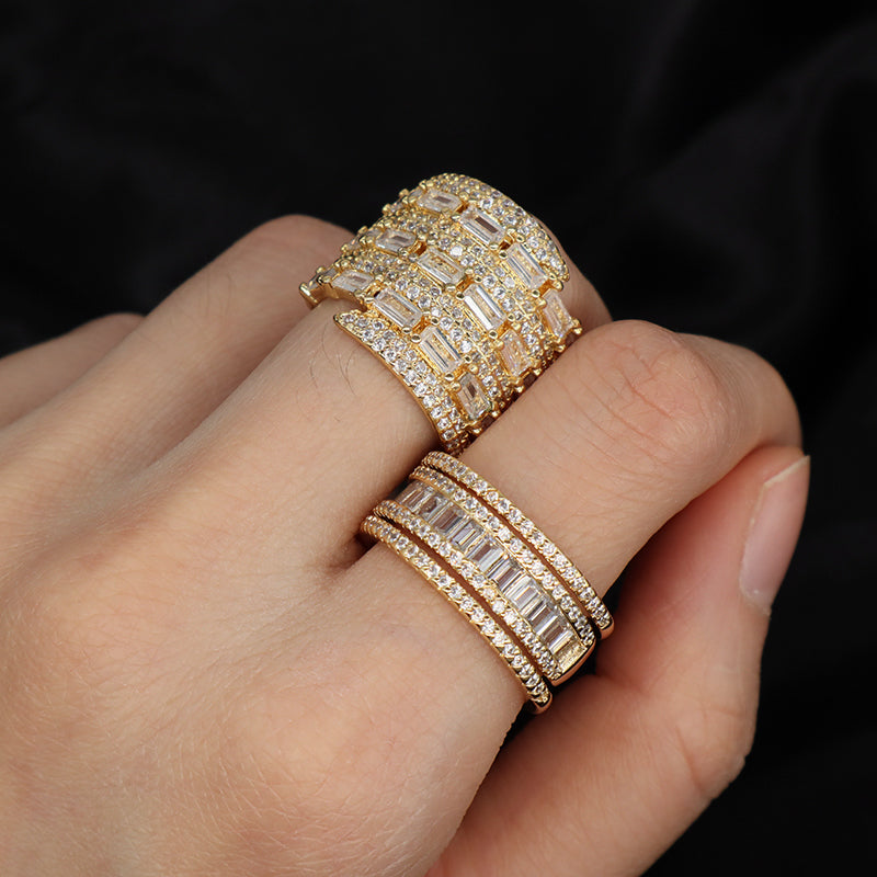 Newest Wholesale Fashion China Factory Custom Adjustable Opening Finger Ring Micro Pave CZ Gold Plated Ring For Women Gift