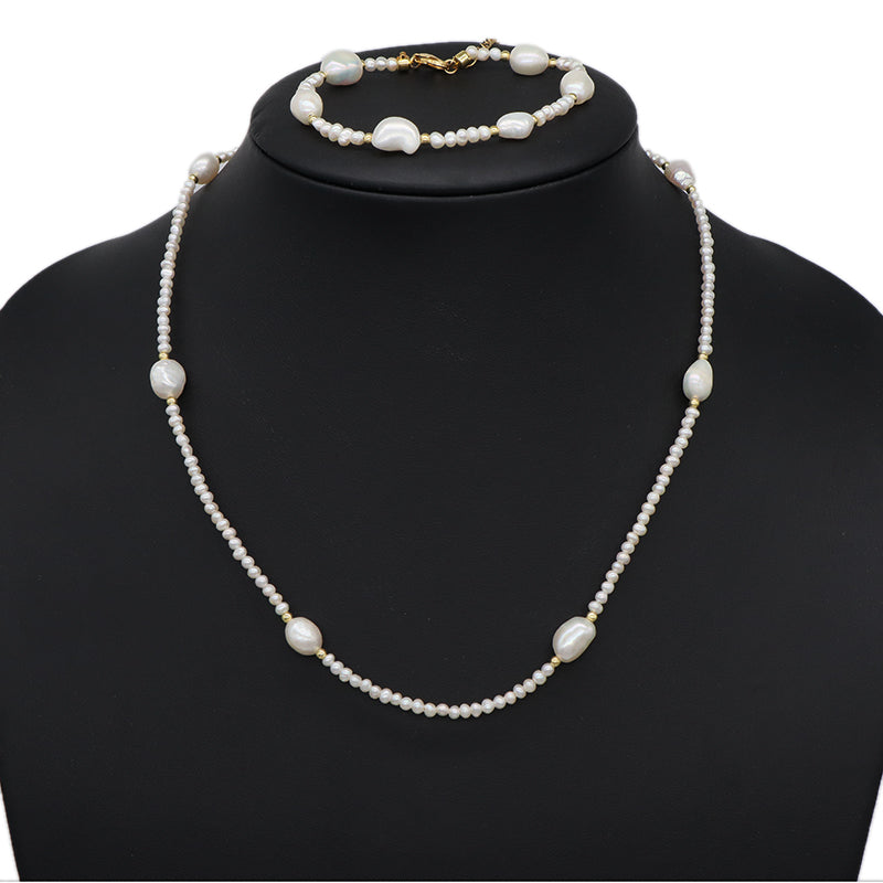 Handmade Wholesale Custom Women Shell Conch SeaStar Pendant Necklace Gold Plated Freshwater Pearl Beads Bracelet Jewelry Set